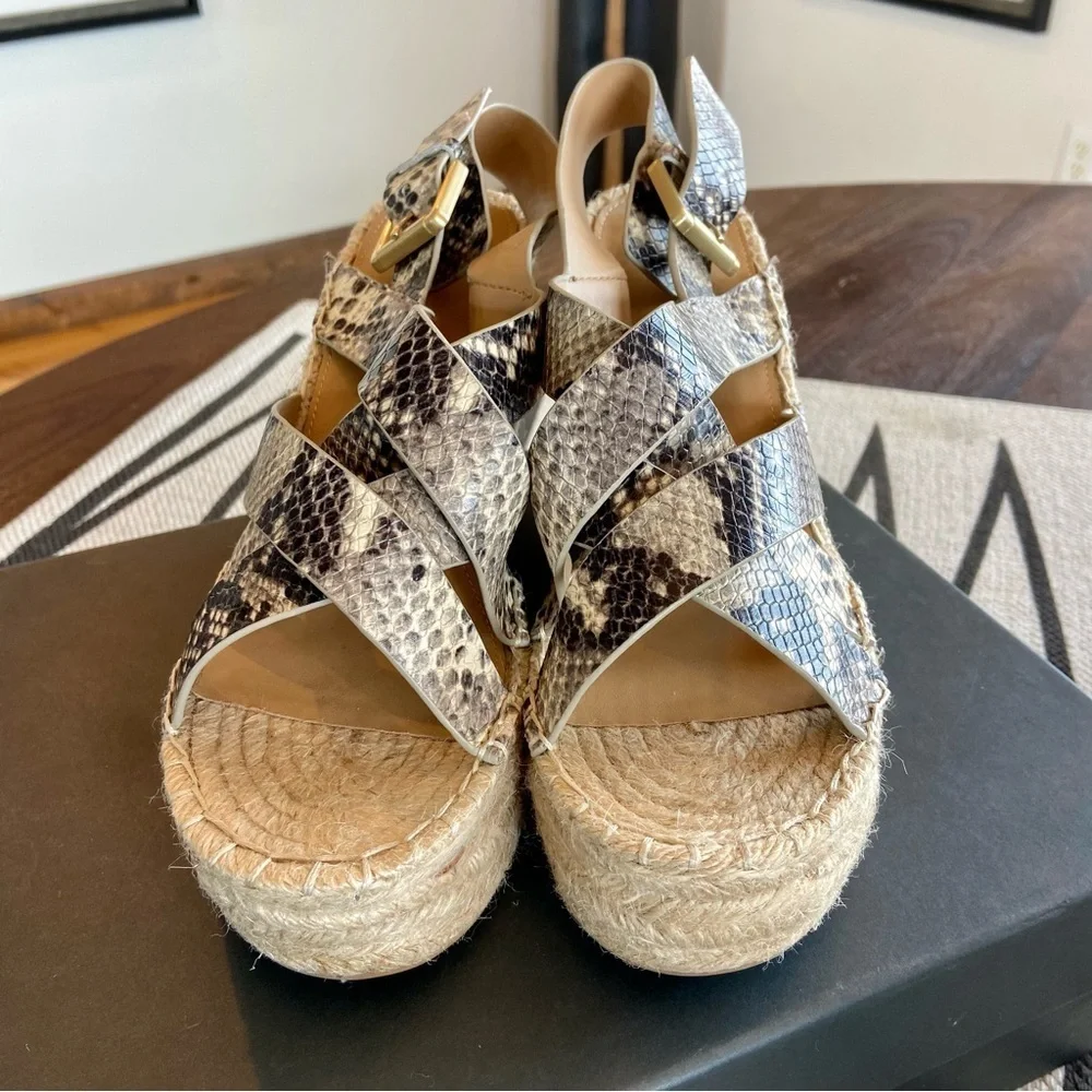 Marc Fisher Wedges Espadrille Snake Print Leather Platform Mlalenni
